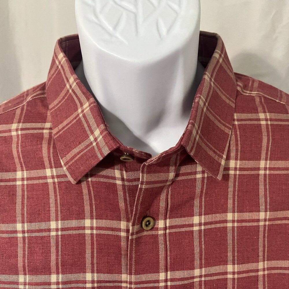 👔 UNTUCKit Men’s Muted Pink Khaki Check Wrinkle Free Slim Fit L/S Shirt XL 🔥